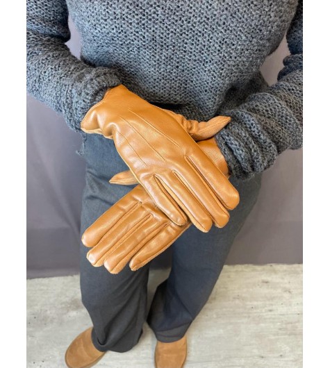 Gants bi-matière daim et simili cuir 