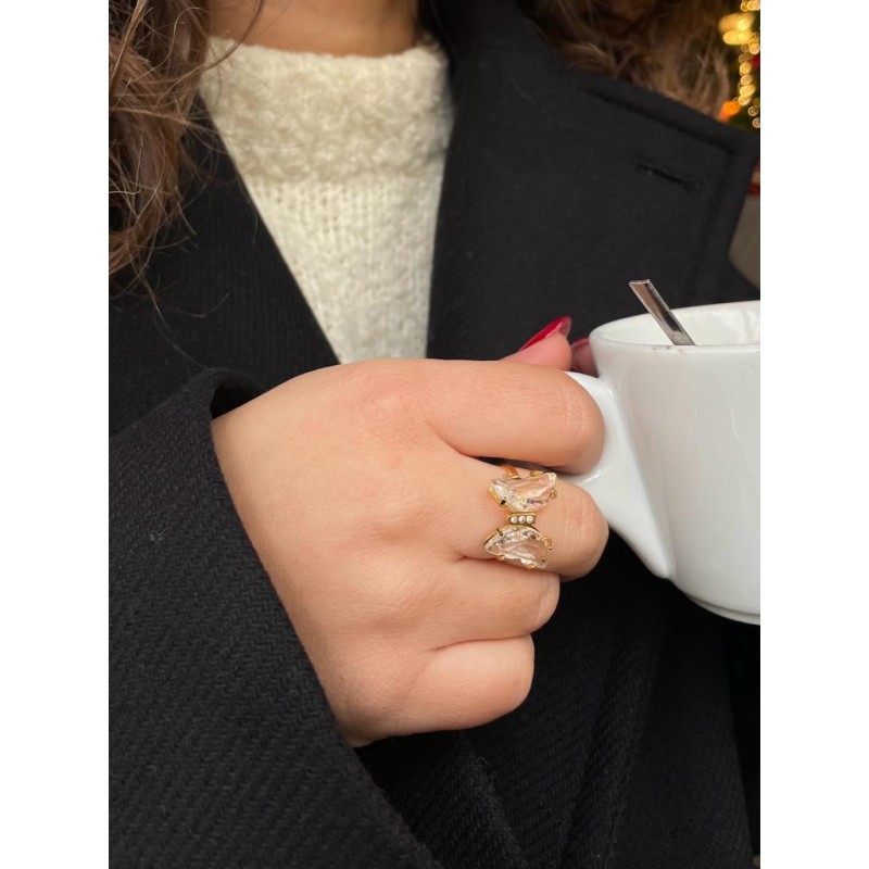 Bague en acier inoxydable - étoile strass - NewShopMode