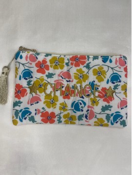 Pochette petit format  "CHANCE" motif fleur