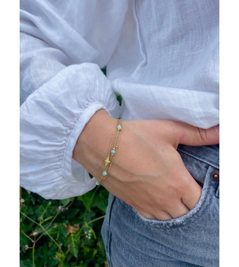 Bracelet Acier - Multirangs chaînes avec perles