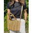 Sac porté main style panier avec rayures lurex