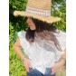 Chapeau Fedora bords naturel bandes fantaisies