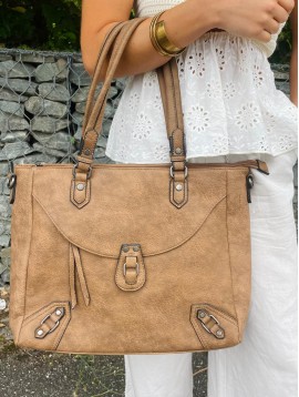 Sac shopping effet veilli et grainé avec détails 