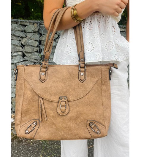 Sac shopping effet veilli et grainé avec détails 