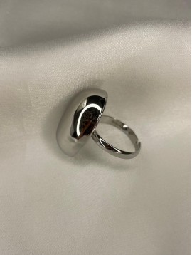 Bague Acier réglable - Ovale effet miroir 