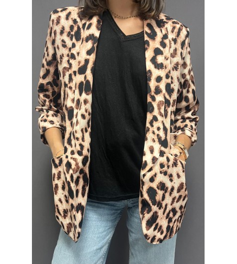 Veste blazer theme animalier leopard flou