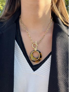 Collier Acier - Avec pendentif en cercle 