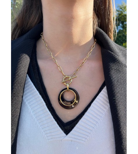 Collier Acier - chaine avec cercles et tige