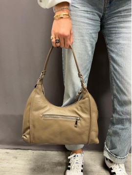 Sac cuir porté épaule avec zip sur le devant petit modèle