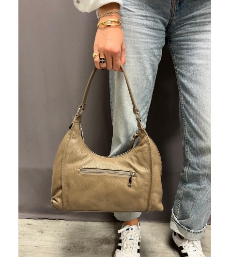 Sac cuir porté épaule avec zip sur le devant petit modèle