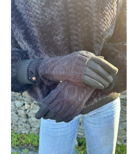 Gants avec tricot par dessus combo mitaines