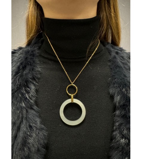 Collier Acier - Chaine très fine avec double cercle enlassés