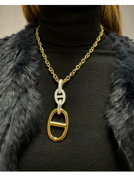 Collier Acier - Chaine avec grain de café en résines et en acier