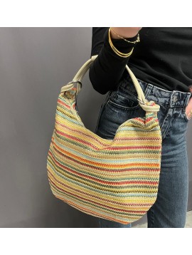 Sac cuir grand porté épaule en garni cuir avec une anse