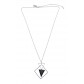 Necklace - Geometric shapes with fabric triangle within.
