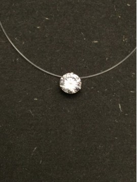 Stainless Steel Necklace - Smple rhinestone charm.