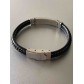 Bracelet Acier - Rectangle acier sur lien cuir avec tressage 